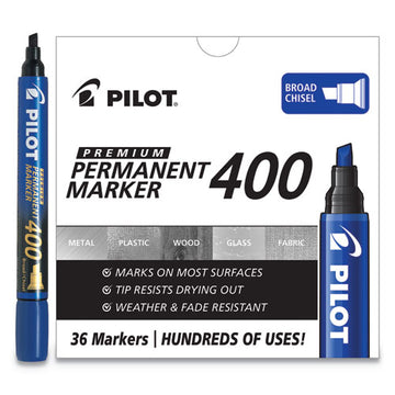 Pilot® Premium 400 Permanent Marker, Broad Chisel Tip, Blue, 36-pack freeshipping - TVN Wholesale
